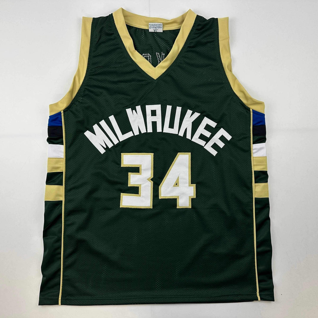 Facsimile Autographed Giannis Antetokounmpo Milwaukee Green Reprint Jersey XL