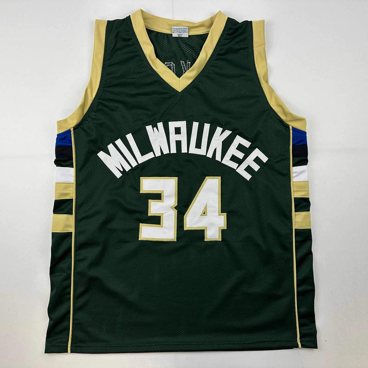 Facsimile Autographed Giannis Antetokounmpo Milwaukee Green Reprint Jersey XL