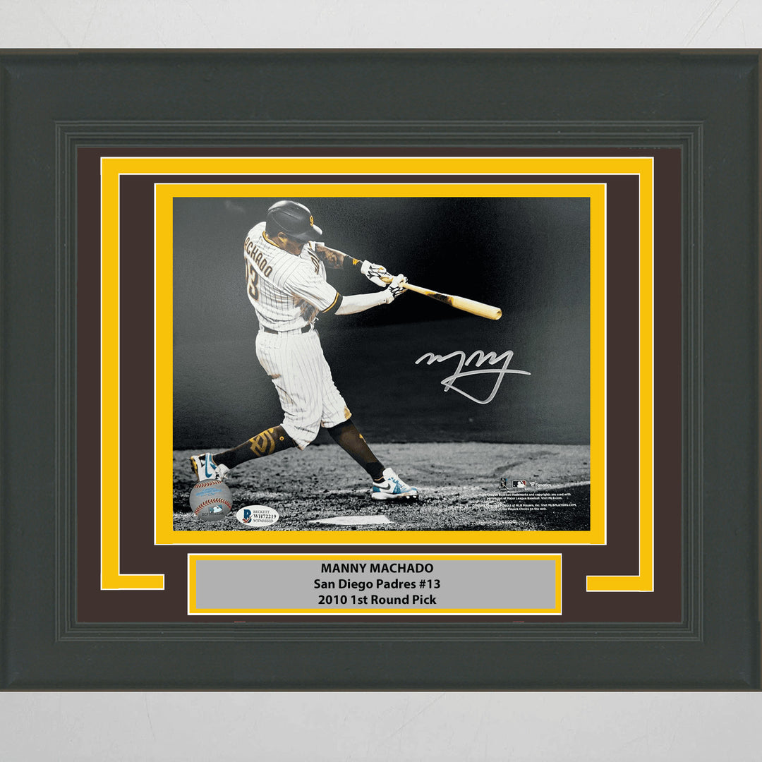Framed Autographed/Signed Manny Machado San Diego Padres 8x10 Photo BAS COA