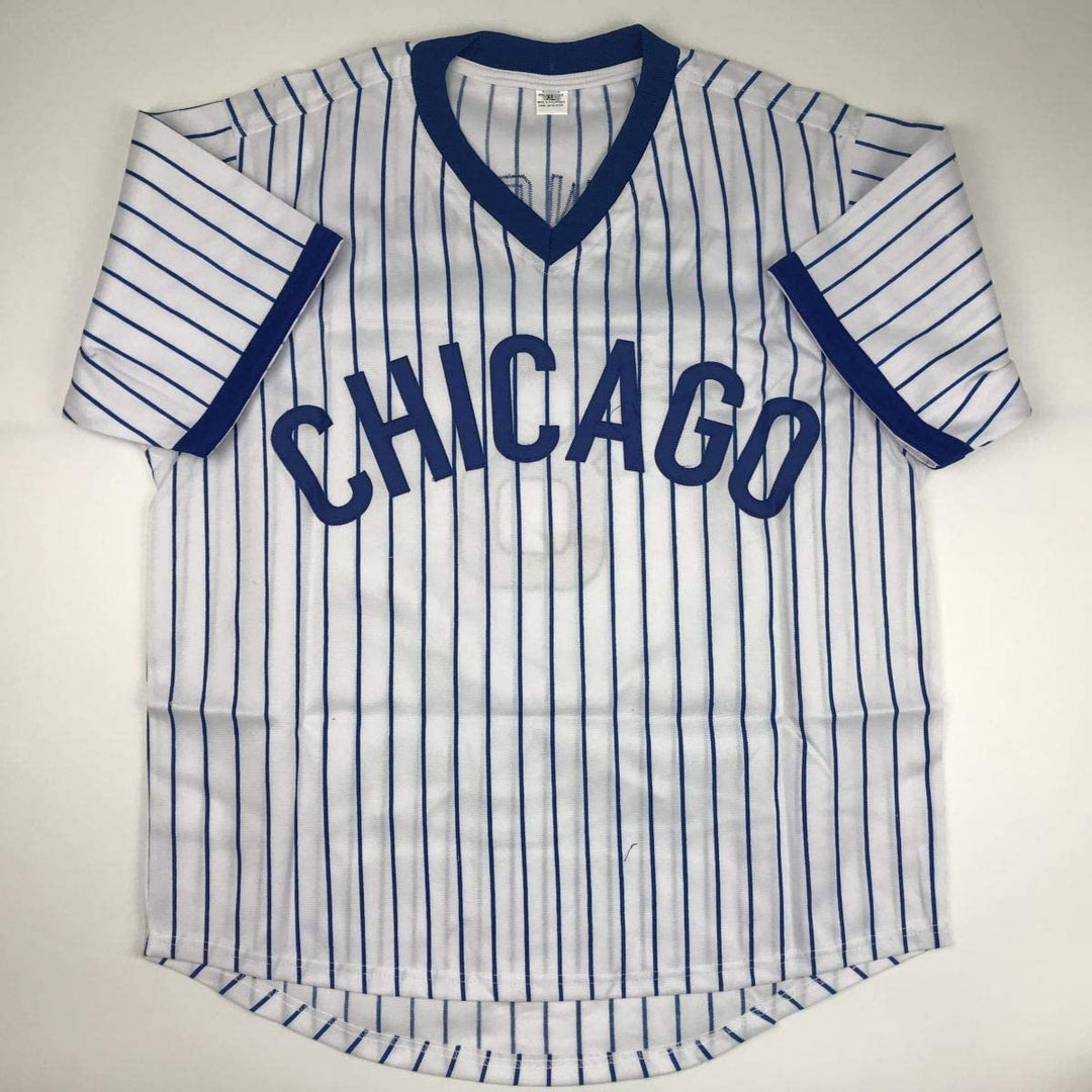 Autographed/Signed Andre Dawson Chicago White Pinstripe Jersey JSA COA
