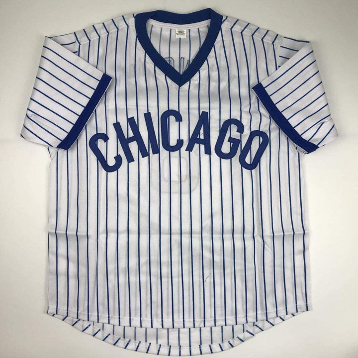 Autographed/Signed Andre Dawson Chicago White Pinstripe Jersey JSA COA
