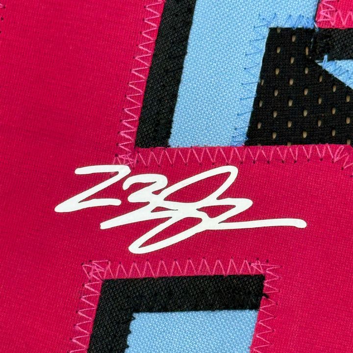 Framed Facsimile Autographed LeBron James 33x42 Black Reprint Laser Auto Jersey