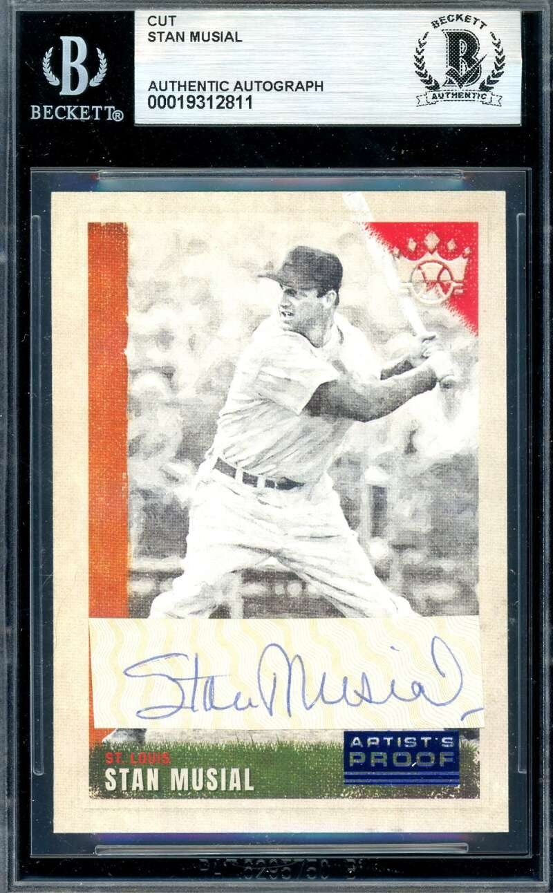 Stan Musial Beckett BAS Signed 2022 Panini Artist's Proof Cut Autograph