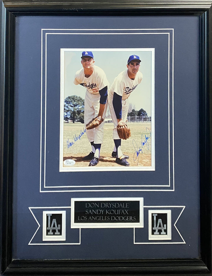 Sandy Koufax & Don Drysdale LA Dodgers Signed 8x10 Photo Framed Hof Auto JSA COA