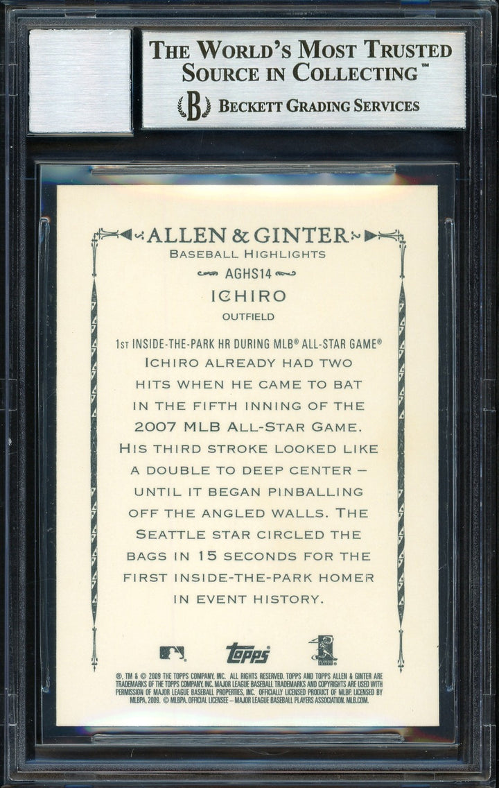 Ichiro Suzuki Auto 2009 Topps Allen Ginter Card AGHS14 Mariners Auto 10 Beckett