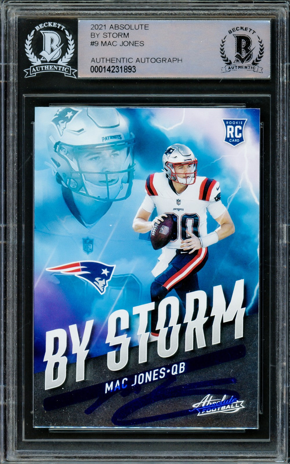 Mac Jones Signed 2021 Panini Absolute By Storm RC BST-9 Patriots Beckett