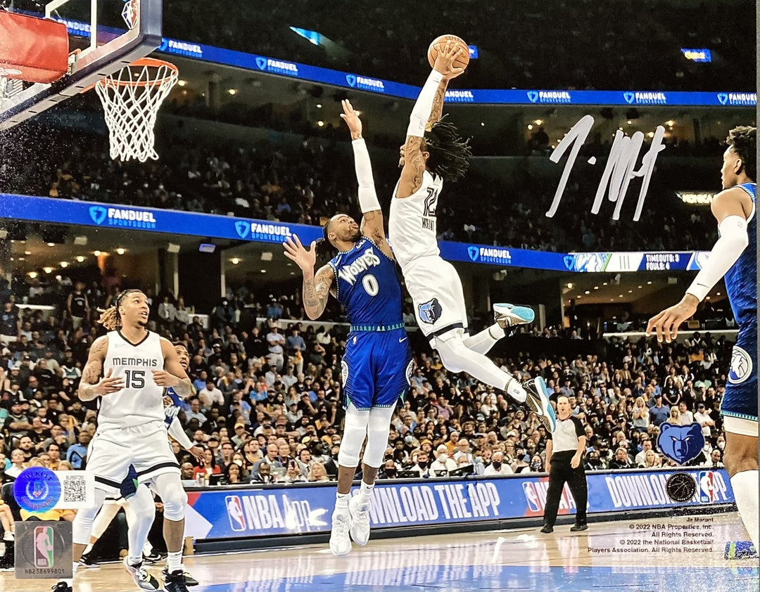 Ja Morant Signed 8x10 Memphis Grizzlies vs Minnesota Timberwolves Photo BAS