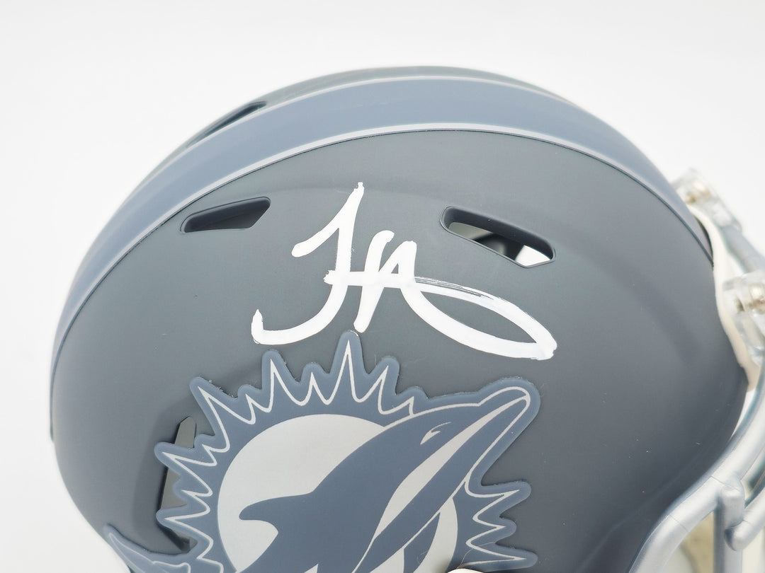 Tyreek Hill Signed Miami Dolphins Slate Gray Speed Mini Helmet Beckett Wit