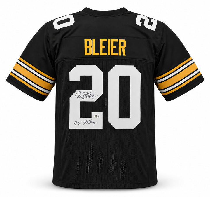 Pittsburgh Steelers Rocky Bleier Signed Black Jersey "4x SB Champs" Beckett Wit