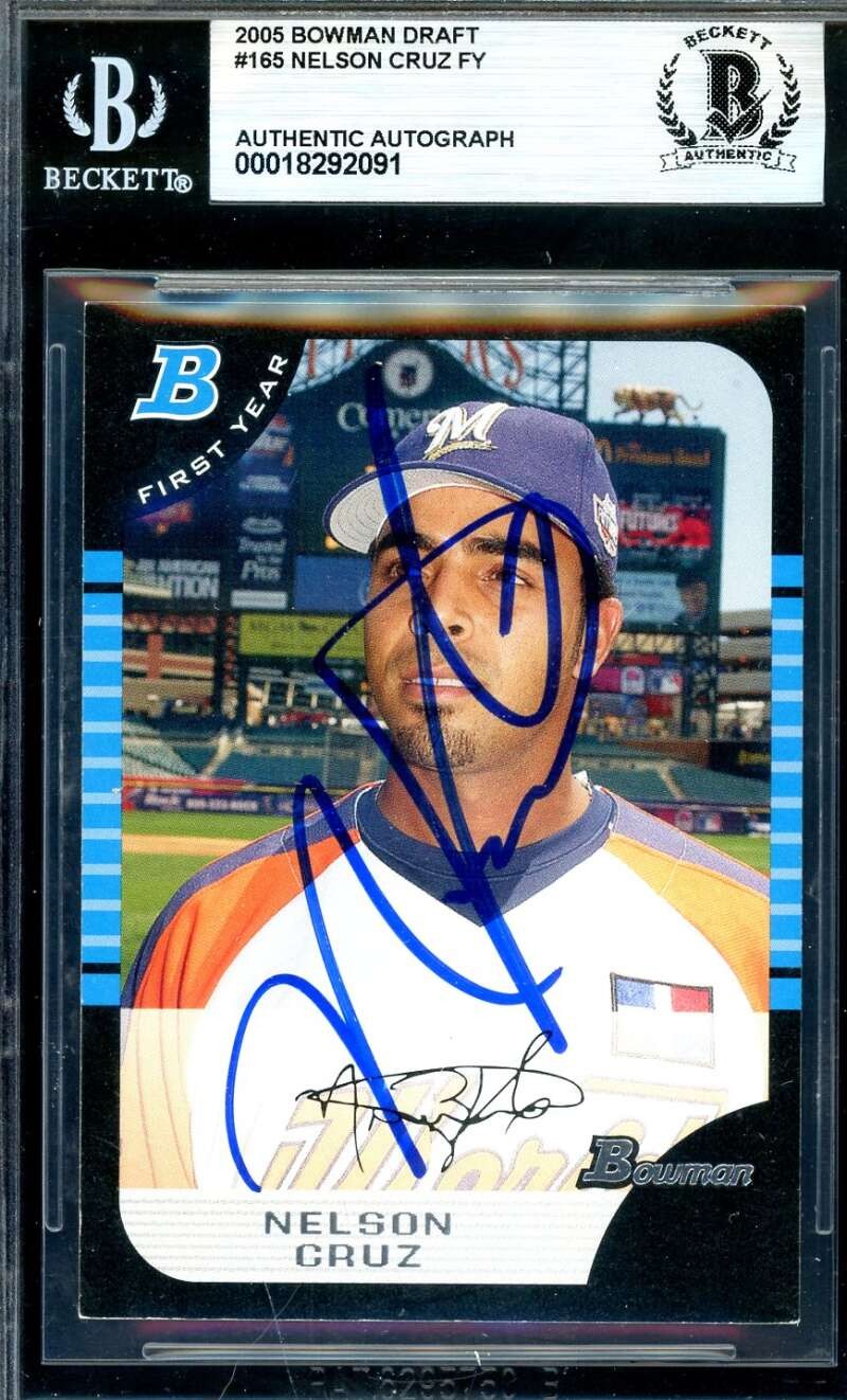 Nelson Cruz Beckett BAS Signed 2005 Bowman Draft Rookie Autograph