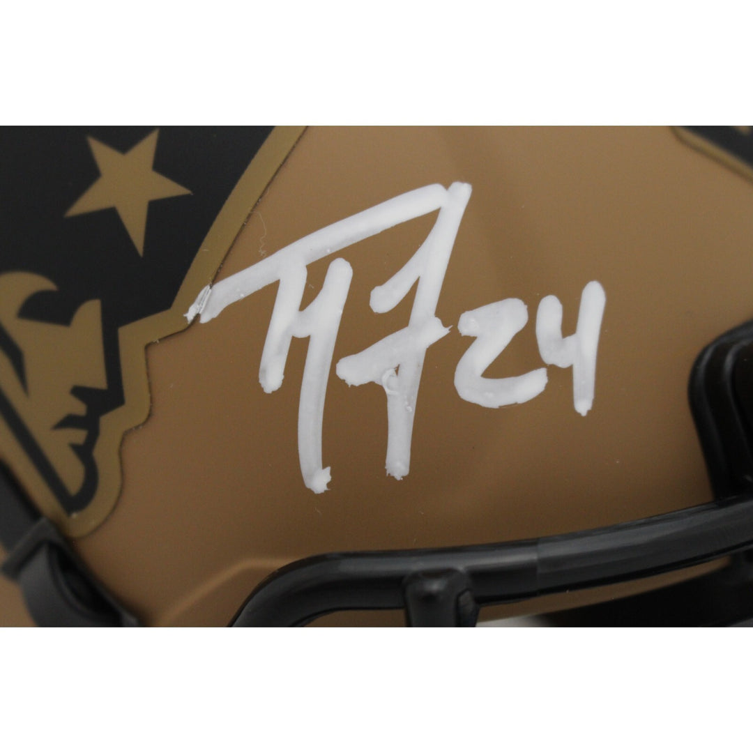 Ty Law Autographed New England Patriots 23 Salute Mini Helmet Beckett 48127