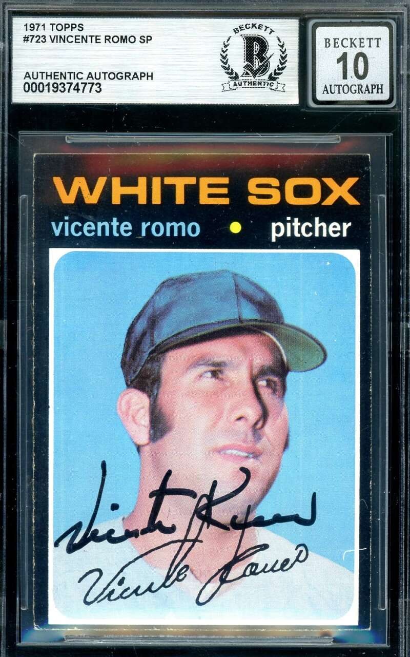 Vincente Romo Gem Mint 10 Beckett BAS Signed 1971 Topps High Number Autograph