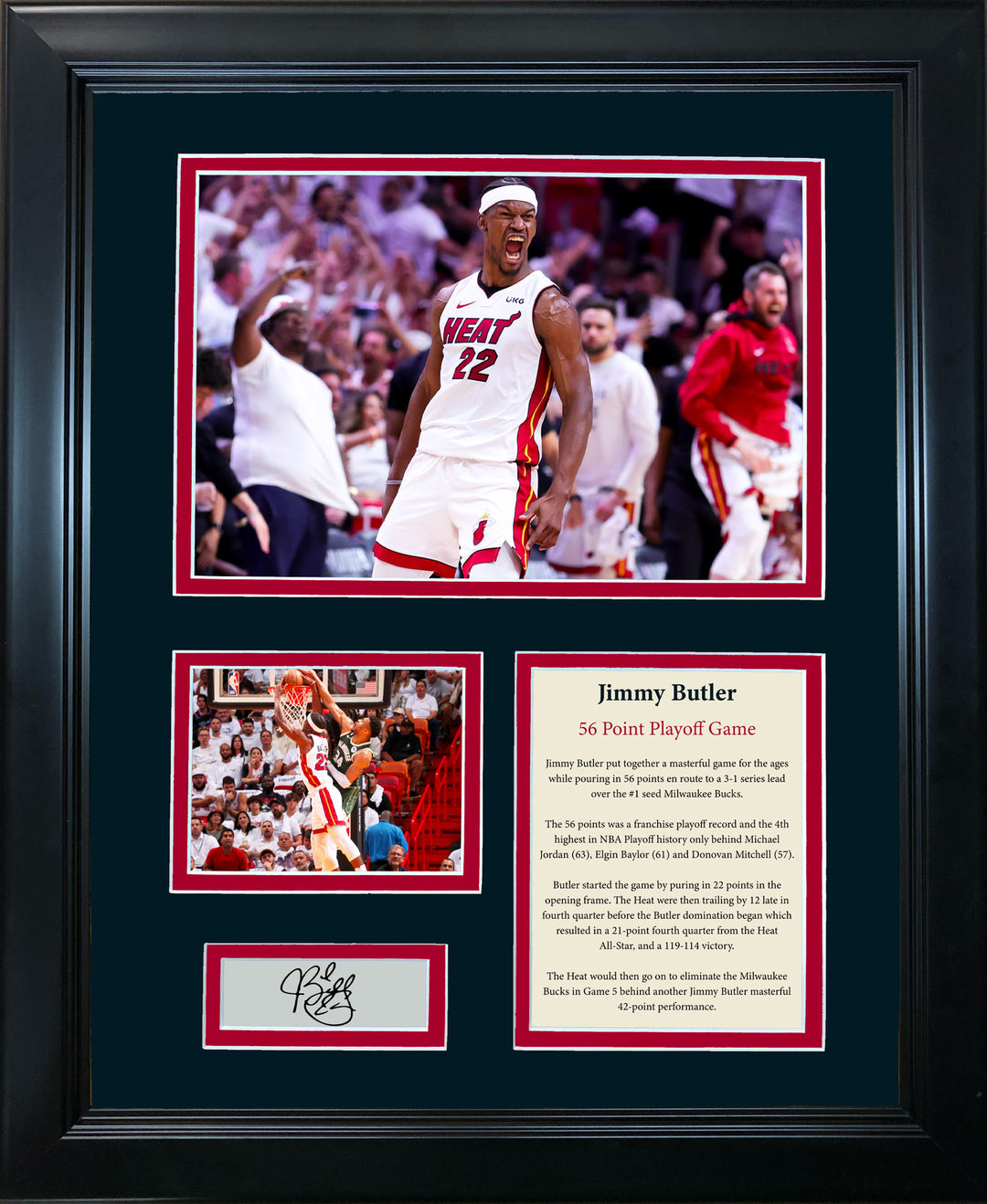 Framed Jimmy Butler 56 Point Playoff Game Facsimile Engraved Auto 12"x15" Photo
