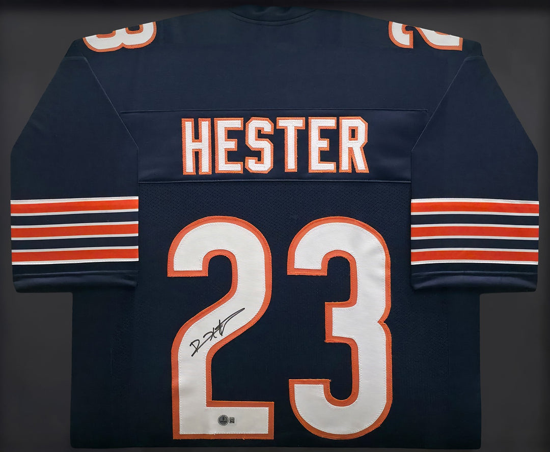 Devin Hester Signed Chicago Bears Framed Blue Jersey Beckett BAS QR