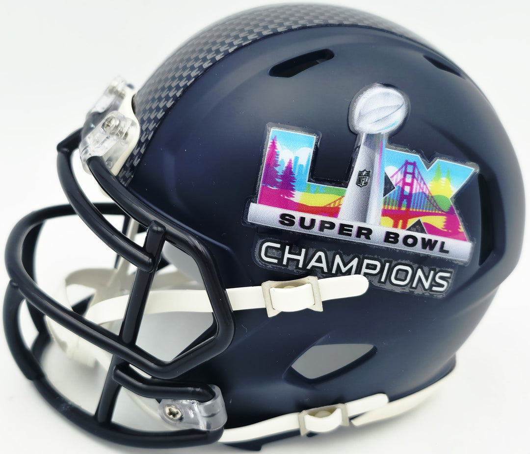 Byron Murphy II Signed Seahawks Blue SB LX Champions Logo Speed Mini Helmet MCS