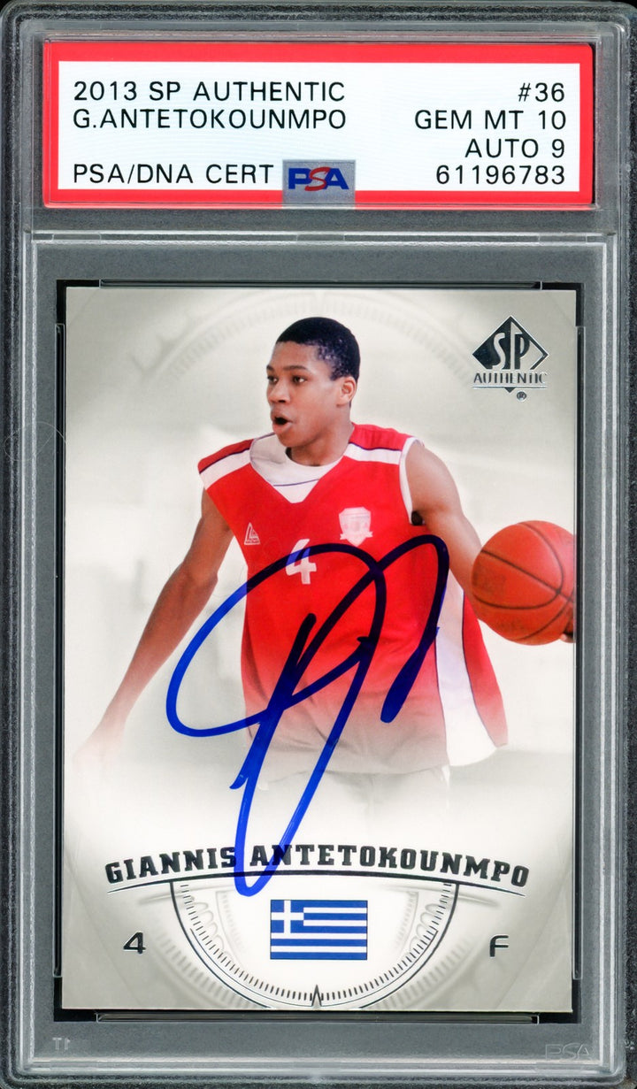 Giannis Antetokounmpo Signed 2013 SP Authentic RC 36 Bucks PSA 10 Sig 9 PSA/DNA