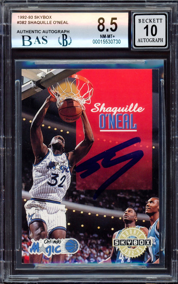 Shaquille "Shaq" O'Neal Auto 1992-93 Skybox RC 382 Magic BGS 8.5 Auto 10 Beckett