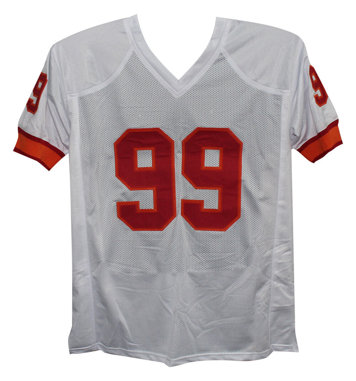 Warren Sapp Autographed/Signed Pro Style White TB XL Jersey HOF Beckett 39330