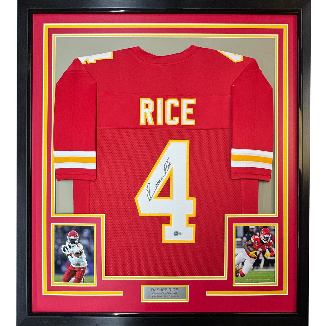 Framed Autographed/Signed Rashee Rice 35x39 Kansas City Red Jersey BAS COA