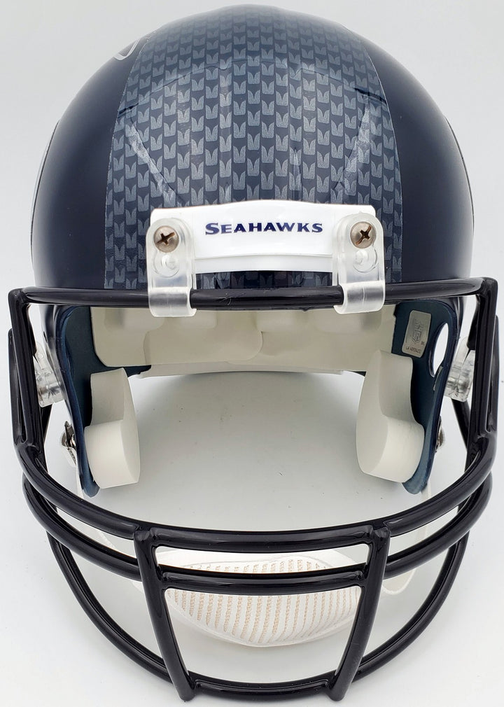 Russell Wilson Signed Seahawks Full Size Replica Helmet In Silver RW Holo