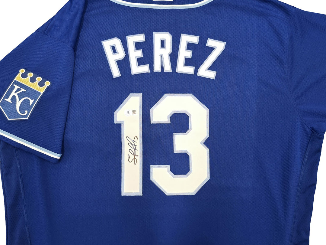 Royals Salvador Perez Auto Blue Nike Authentic Collection Jersey Size 52 Beckett