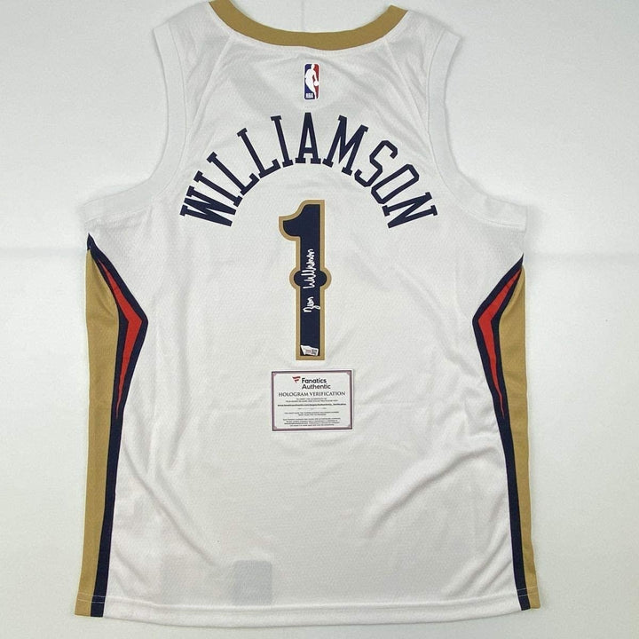 Signed ZION WILLIAMSON Pelicans White Nike Jersey Fanatics COA Auto