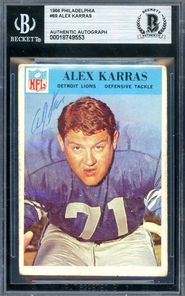 Alex Karras Beckett BAS Signed 1966 Philadelphia Autograph Lions
