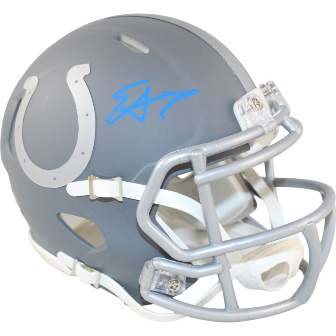 Edgerrin James Autographed Indianapolis Colts Slate Mini Helmet Beckett 51585