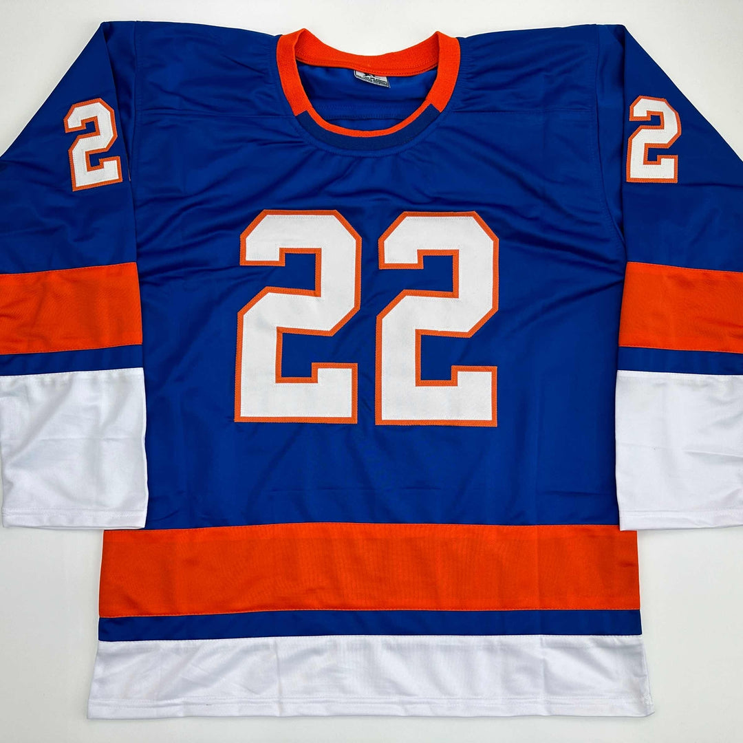 Facsimile Autographed Mike Bossy New York Blue Reprint Jersey Size Men's XL