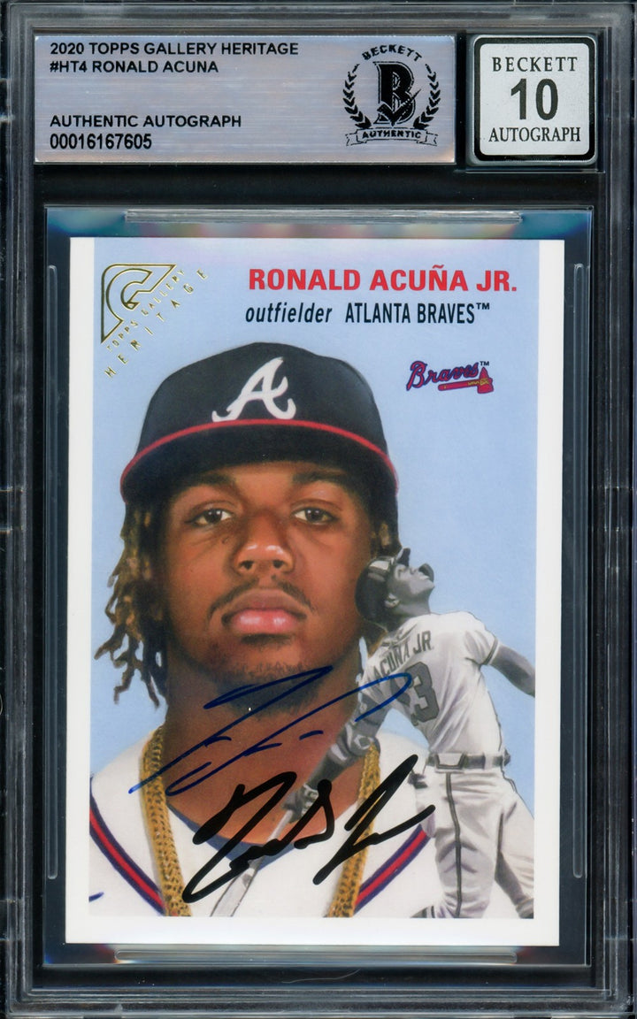 Ronald Acuna Jr. Signed 2020 Topps Gallery Heritage Card #HT-4 Braves Auto 10