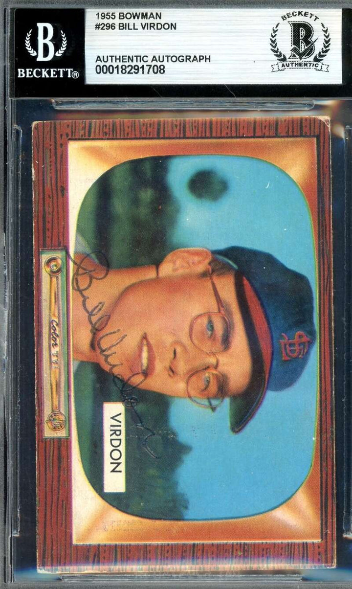 Bill Virdon Beckett BAS Signed 1955 Bowman Rookie Autograph