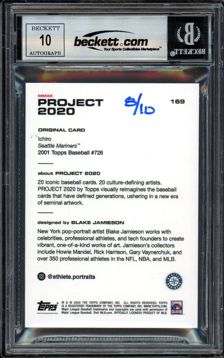 Ichiro Suzuki Auto Topps Project 2020 Blake Jamieson Card 169 Sig 10 #/10 BAS