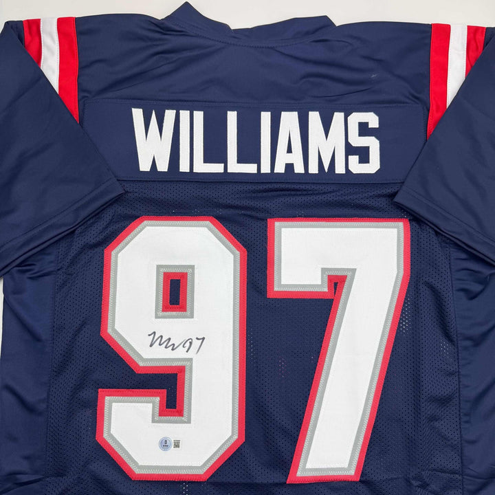 Autographed/Signed Milton Williams New England Blue Jersey Beckett BAS COA