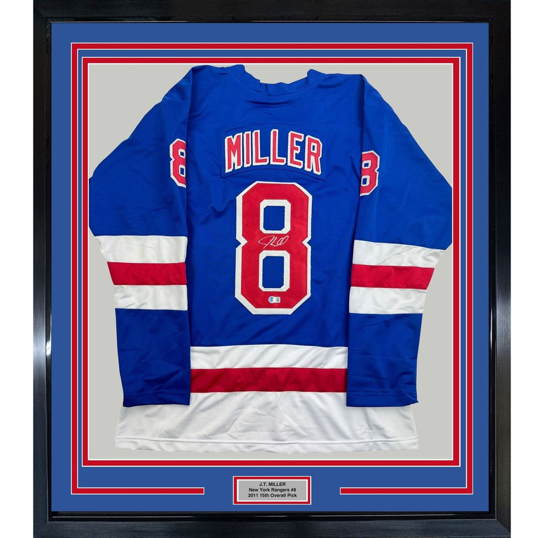 Framed Autographed/Signed JT J.T. Miller 35x39 New York Blue Jersey BAS COA