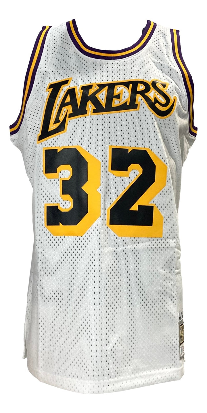 Magic Johnson Signed LA Lakers 1984-85 White M&N HWC Swingman Jersey BAS ITP