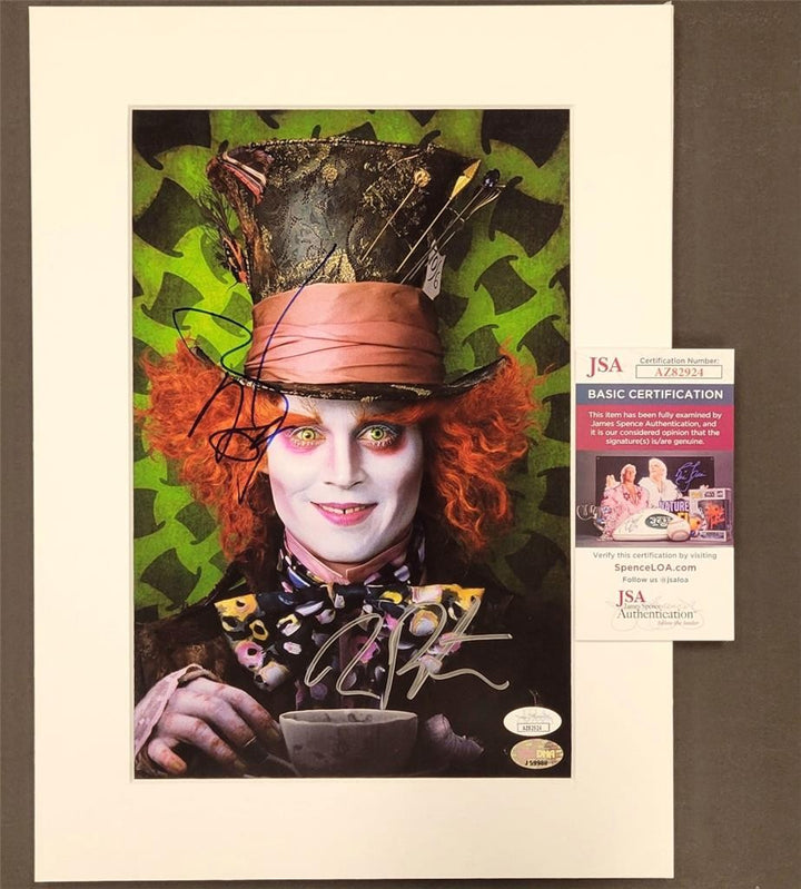 Johnny Depp & Tim Burton signed Alice 11x15 Matted Photo Display ~ JSA / PSA