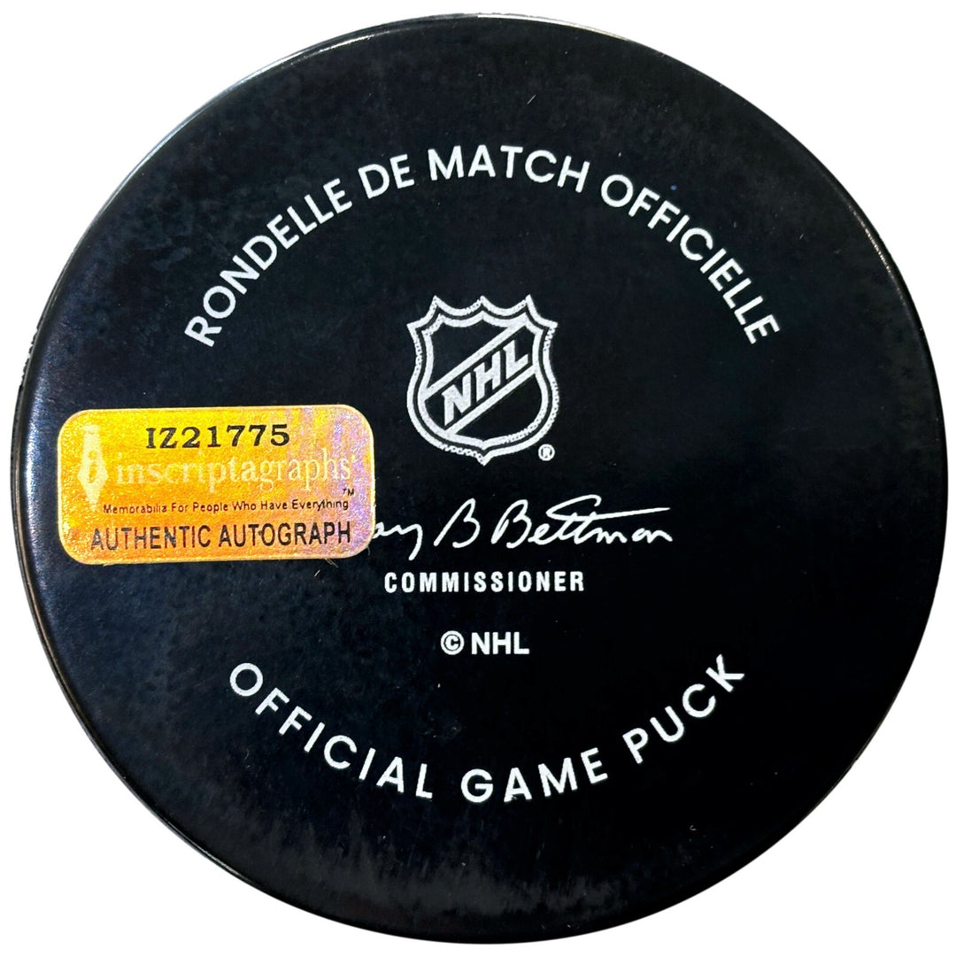 Logan Thompson Autographed Washington Capitals Official NHL Puck COA IGM Signed