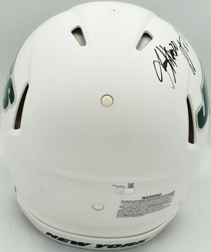 Aaron Rodgers, Breece Hall Auto Jets Flat White Full Size Speed Authentic Helmet