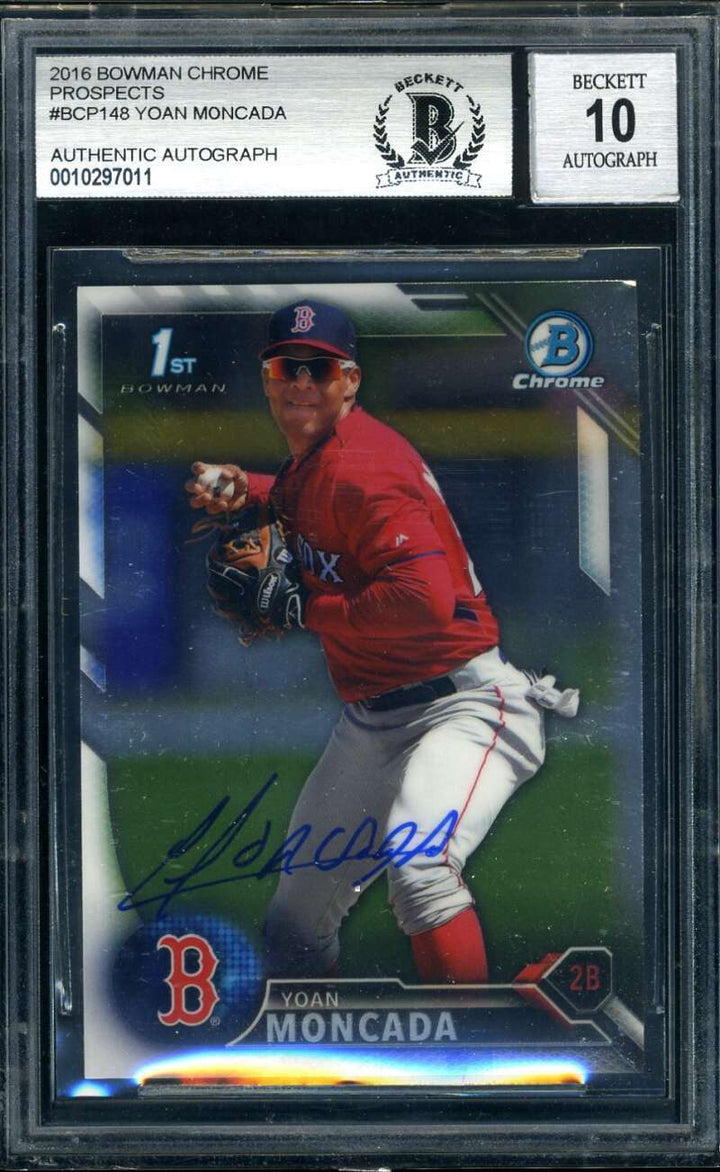 Yoan Moncada Gem Mint 10 BAS Beckett Coa Signed 2016 Bowman Chrome Rookie Autogr