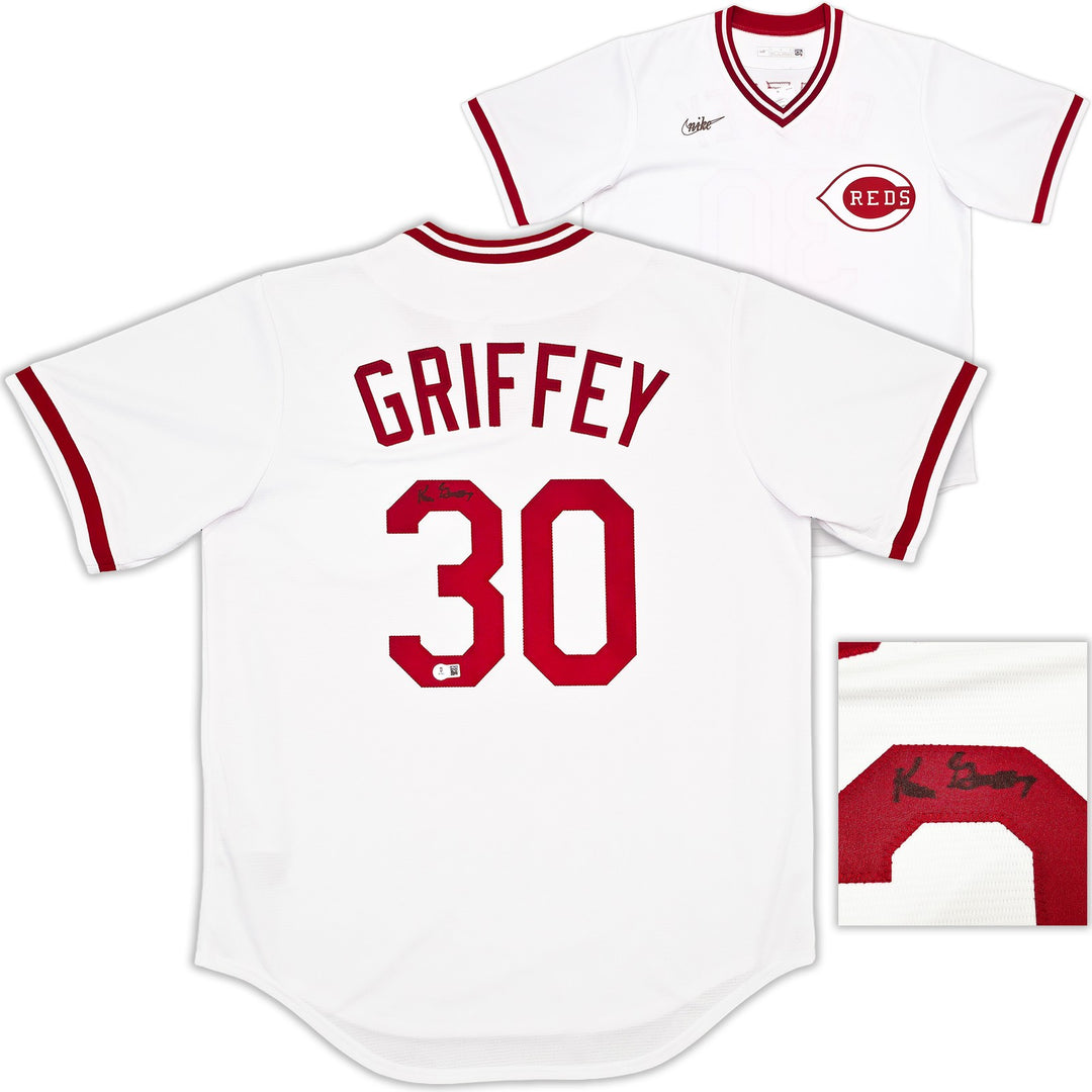 Reds Ken Griffey Sr. Auto White Nike Cooperstown Collection Jersey Large Beckett