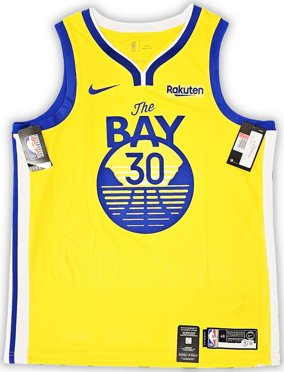 Warriors Stephen Curry Signed Yellow Nike Swingman Jersey Size 48 Beckett