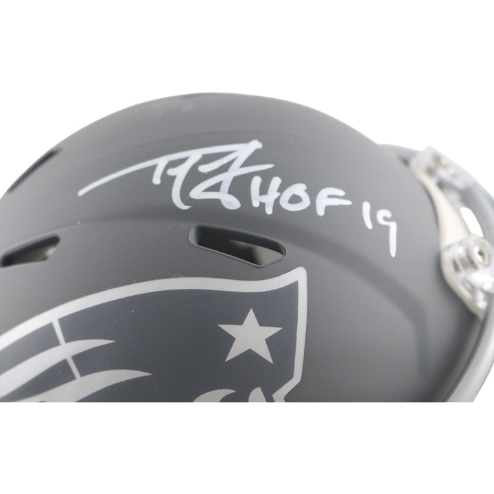 Ty Law Autographed New England Patriots Slate Mini Helmet HOF Beckett 54284