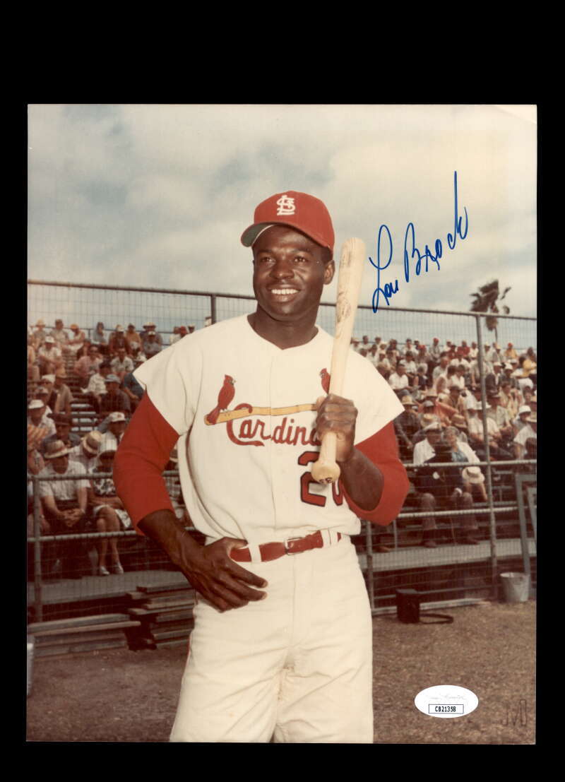 Lou Brock JSA Coa Signed 8x10 Photo Autograph Cardinals