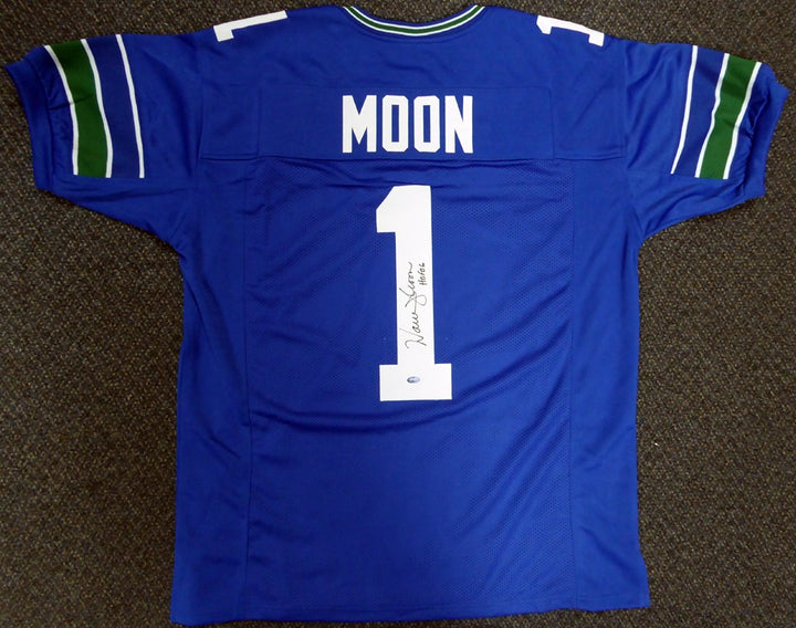 Seattle Seahawks Warren Moon Autographed Signed Blue Jersey "HOF 06" MCS Holo