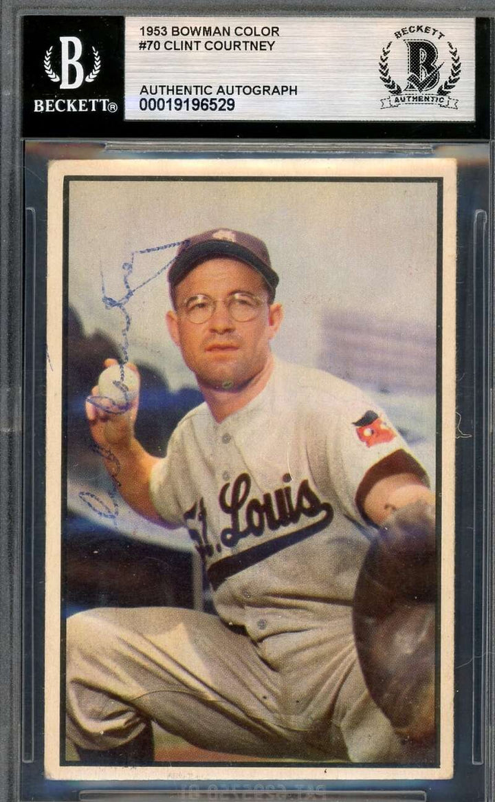 Clint Courtney Beckett BAS Signed 1953 Bowman Color Autograph