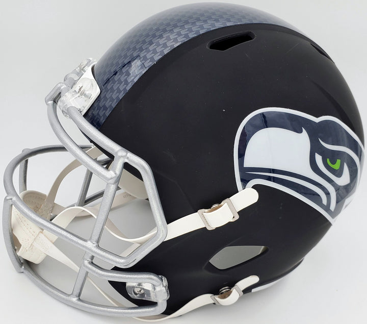 Russell Wilson Signed Seahawks Matte Black Speed Full Size Replica Helmet In
