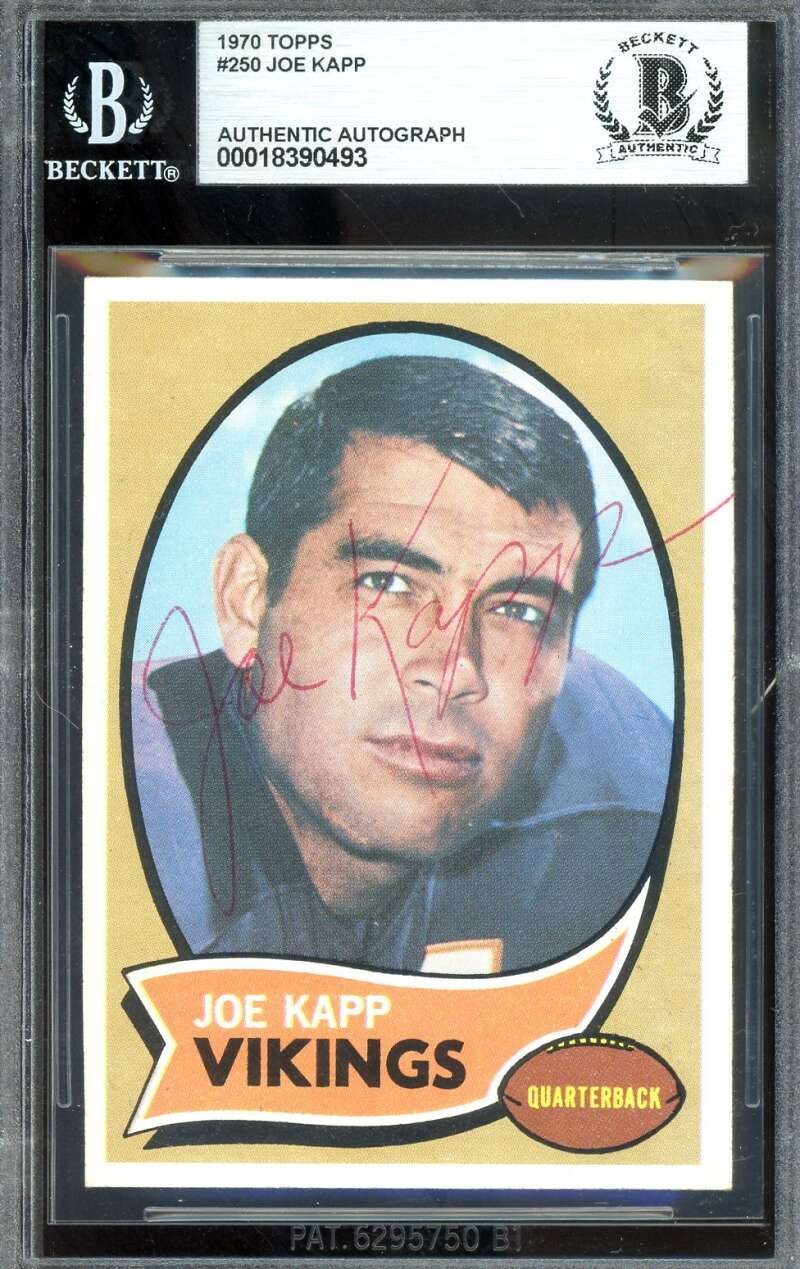 Joe Kapp Beckett BAS Signed 1970 Topps Autograph