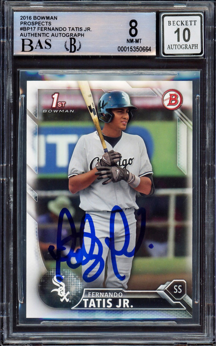 Fernando Tatis Jr. Auto 2016 Bowman Prospect RC BP17 Padres BGS 8 Sig 10 Beckett