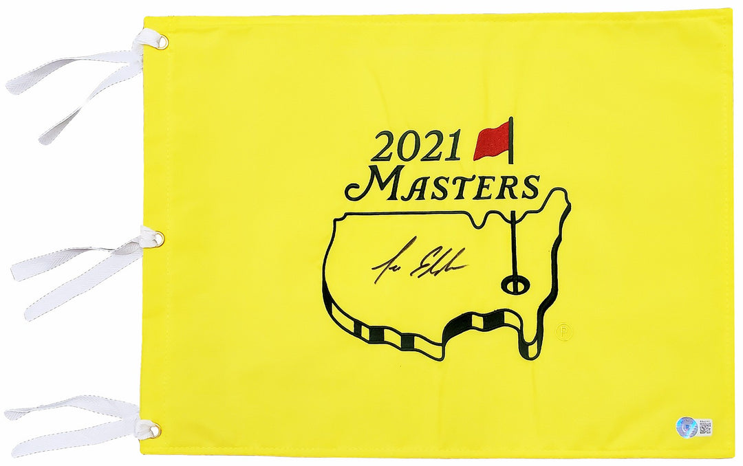 Lee Elder Autographed Signed Yellow 2021 Masters Pin Flag Beckett BAS
