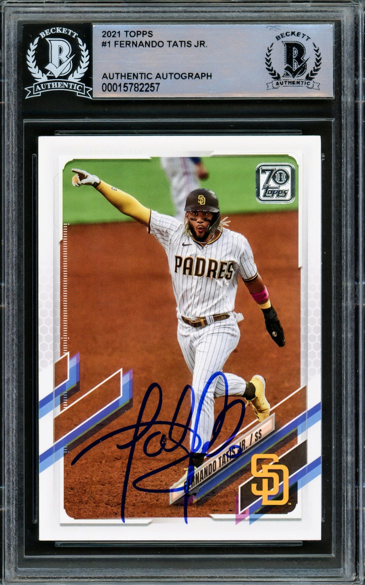 Fernando Tatis Jr. Autographed Signed 2021 Topps Card 1 San Diego Padres Beckett
